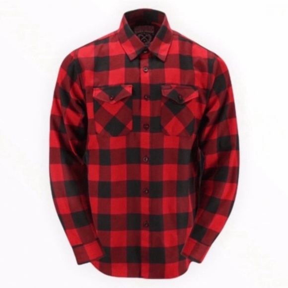 DIXXON Flannel Redrum Men's Plaid Long Sleeve Shining Shirt Rare Men’s size Larg - Picture 1 of 9